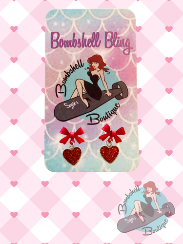 Red Bow and Heart earrings