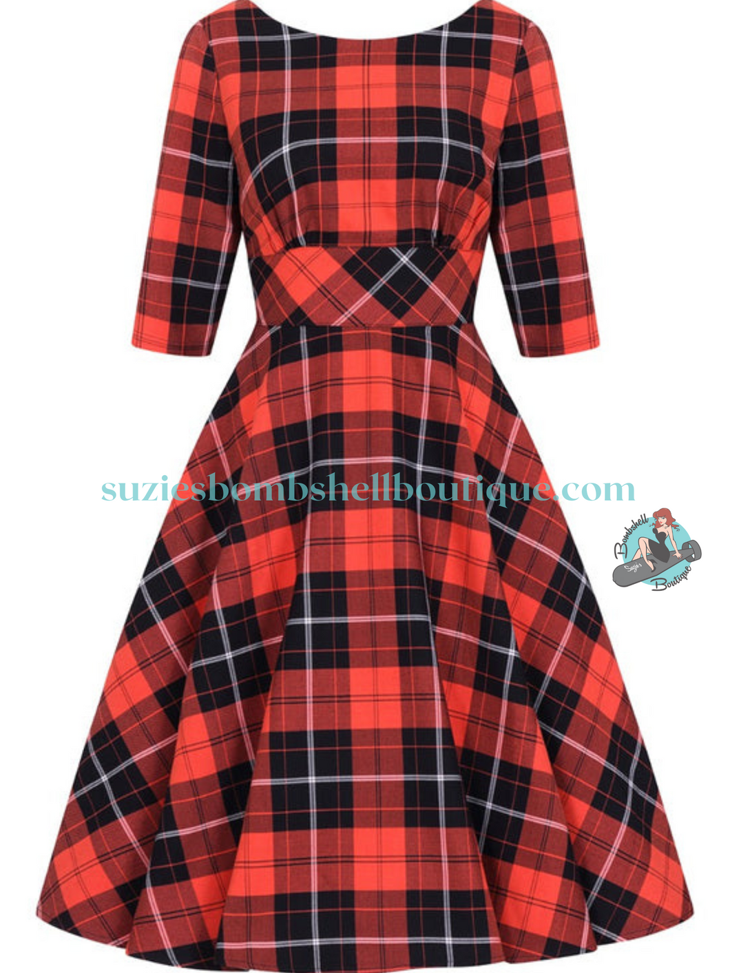 Black 1950s Plaid Swing Dress