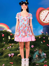 Kawaii Lolita style hell bunny dress with Care Bears print on alternative fashion woman