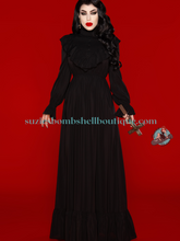 Katakomb Canada Katakomb Confession Dress long black gothic gunne sax style dress for goth altfashion vampire spooky pinup ruffled long dress Canadian Pin-Up Shop Suzie's Bombshell Boutique