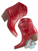 Kali Shoes Genuine Leather Western Ankle Boots - Red