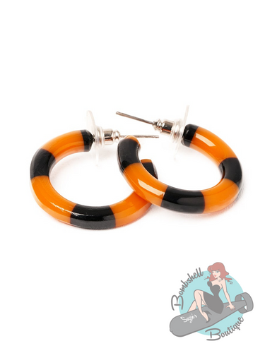 Striped hoop earrings for a pinup or goth or rockabilly style