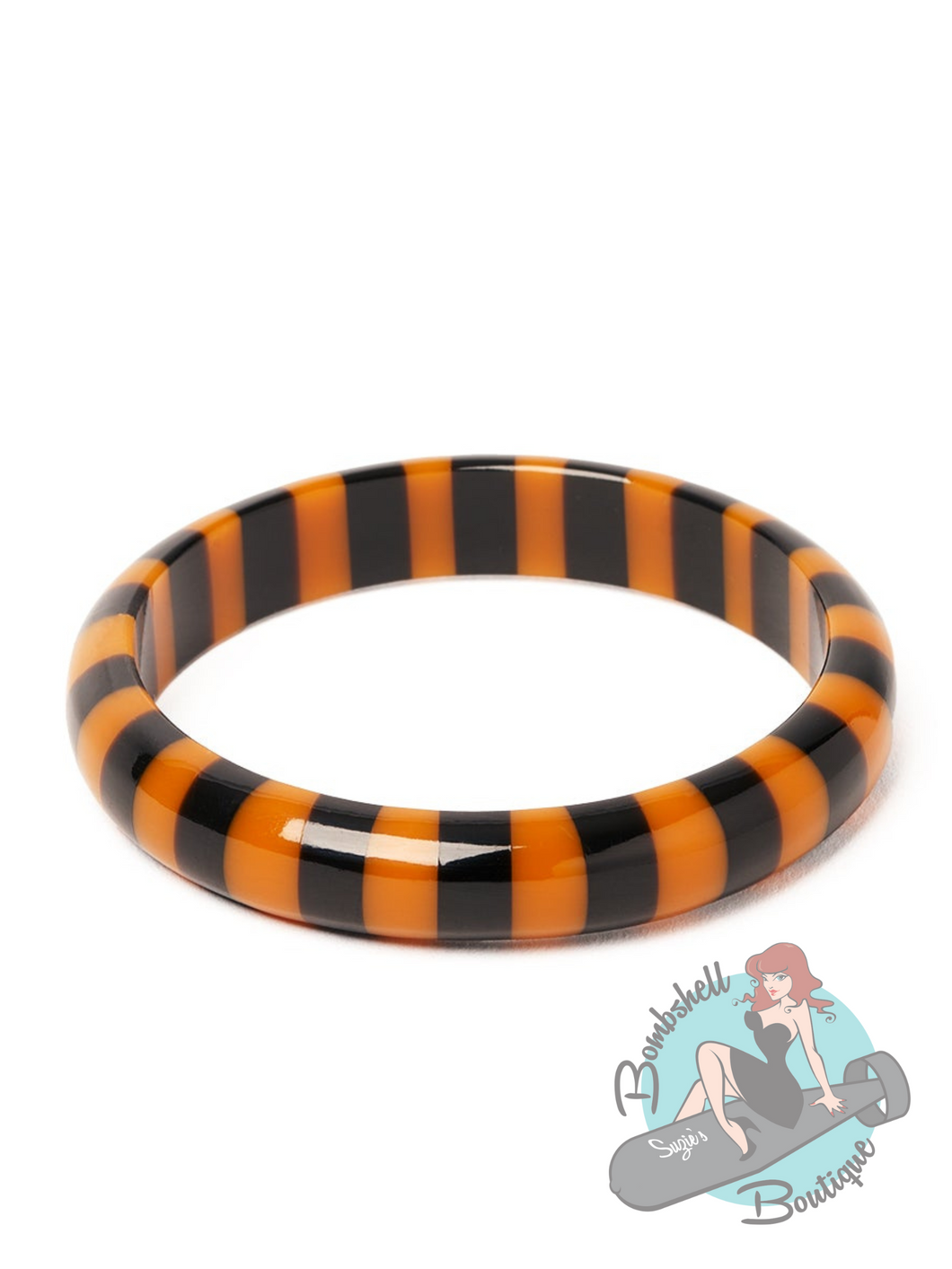 Striped bangle for a pinup or goth or rockabilly style