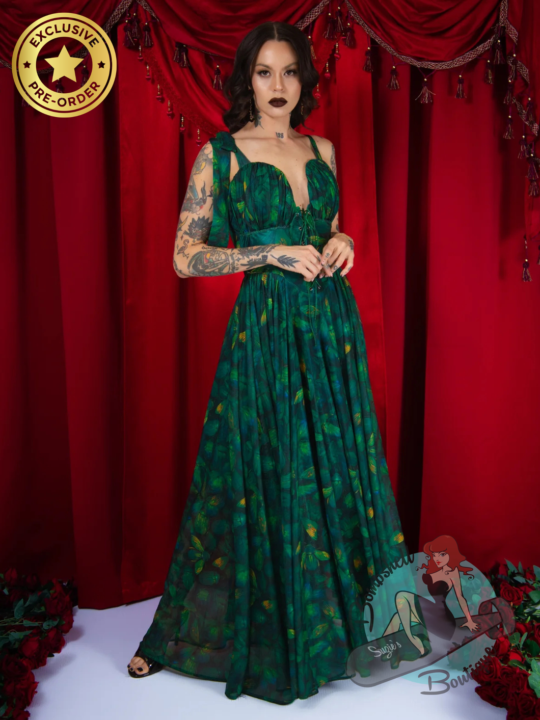 Elle Rebel Divine Creation Scarab Print Maxi Dress - PREORDER