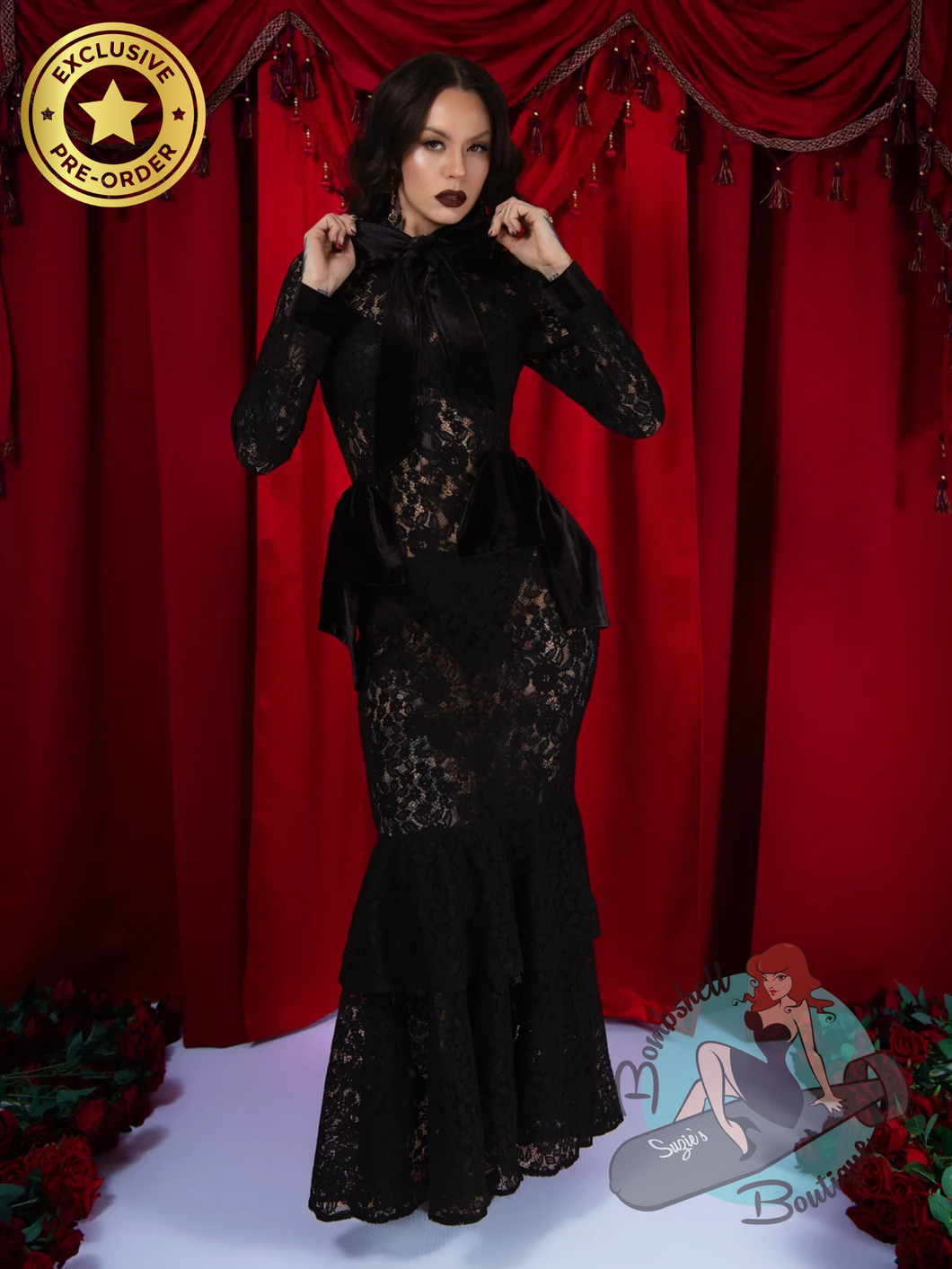 Elle Rebel Duchess du Noir Lace Maxi Dress - PREORDER