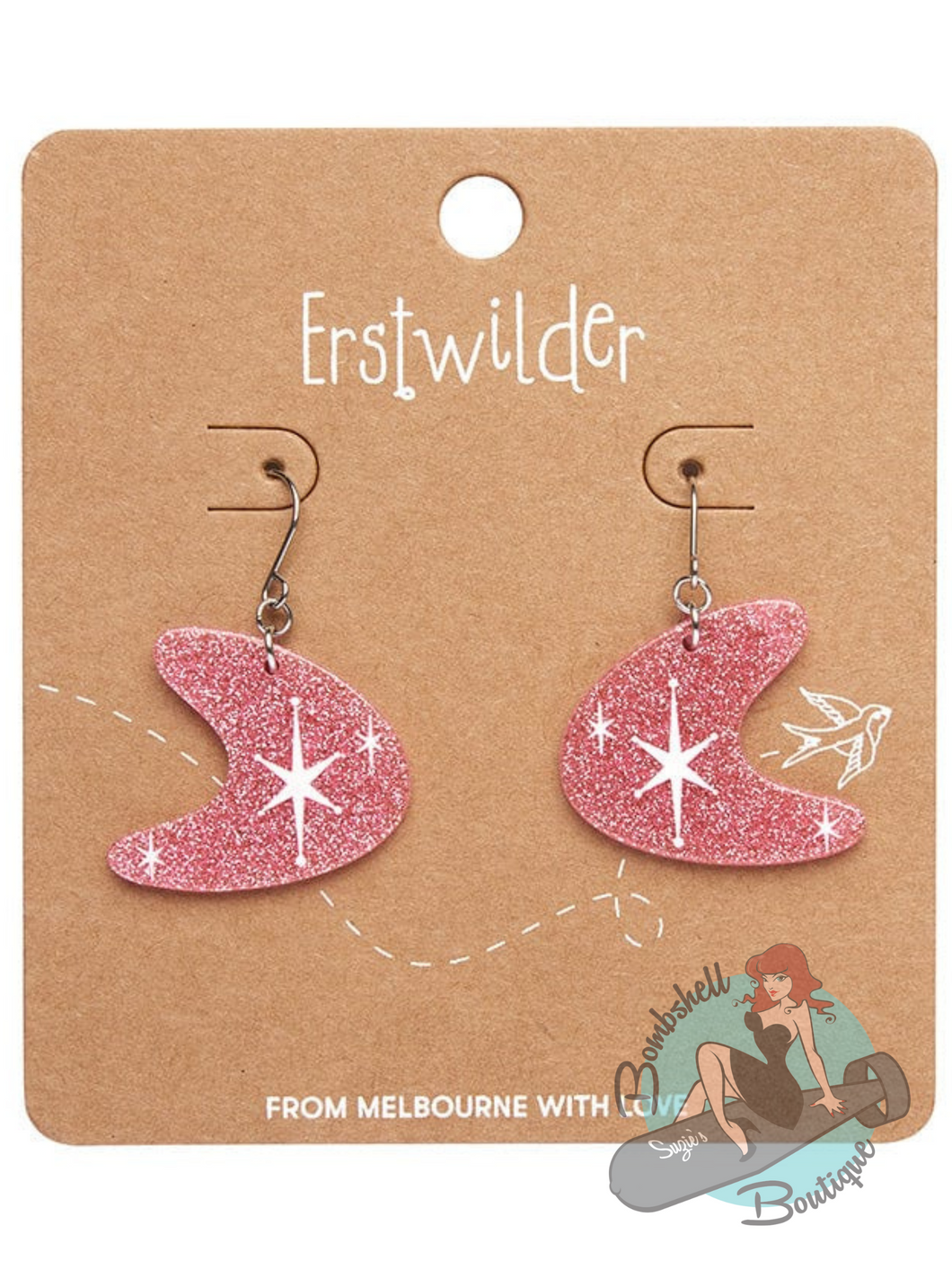 Pink 2025 glitter earrings