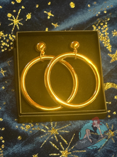 vintage style gold hoop earrings in black box