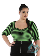 Hell Bunny Warlock Top - Black & Green Stripes