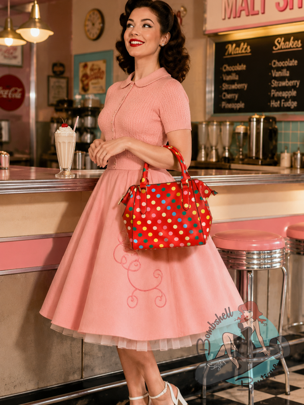 Vintage Red Polka Dot Handbag