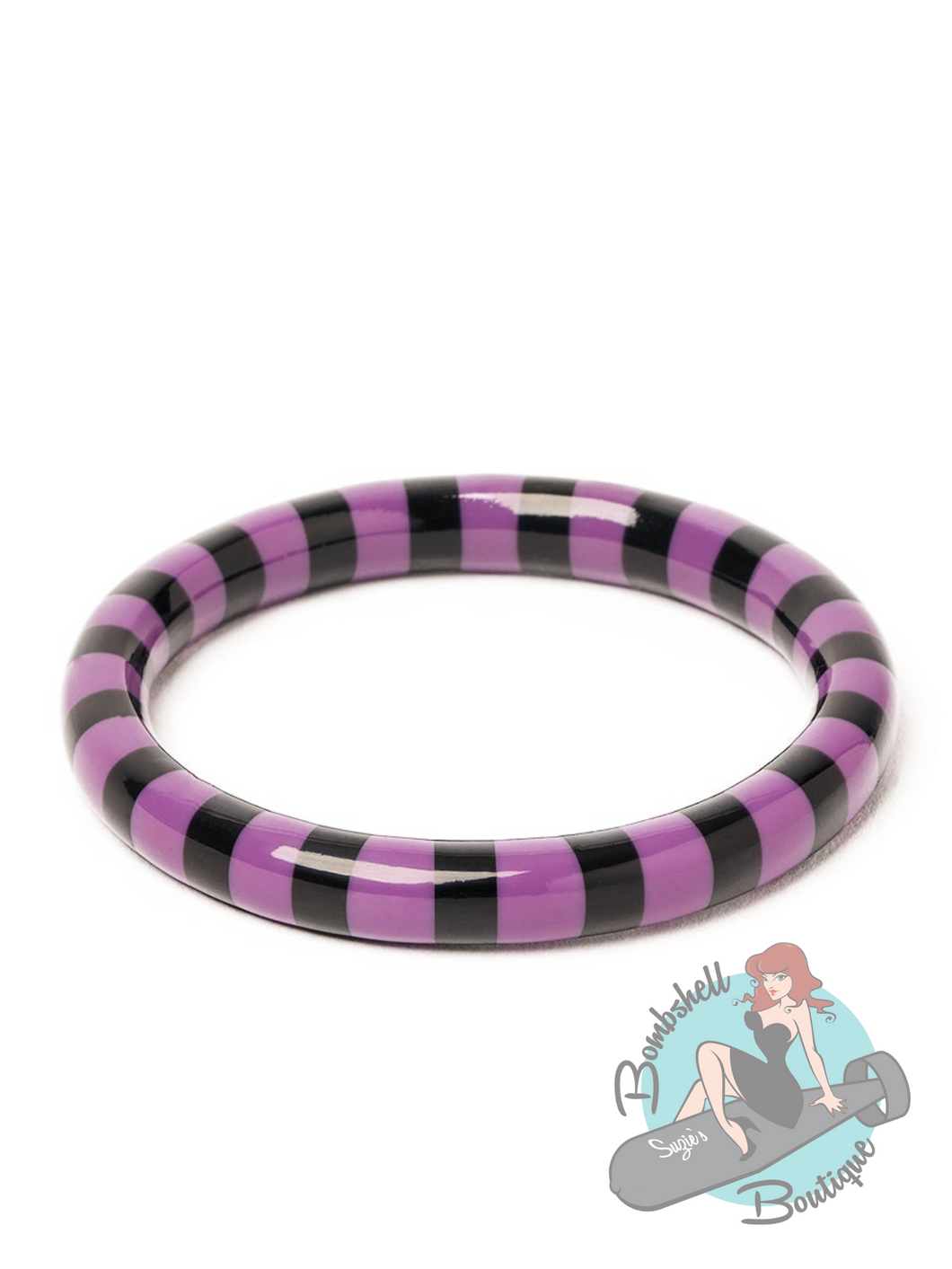 Striped bangle for a pinup or goth or rockabilly style