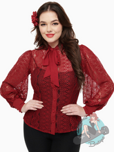 Unique Vintage Gwen Blouse - Burgundy Lace