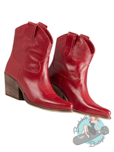 Kali Shoes Genuine Leather Western Ankle Boots - Red