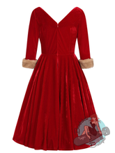 Banned Retro Nina Fur-Trimmed Velvet Swing Dress
