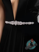 rhinestone gems on black satin ribbon belt suitable for wedding or event