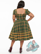 Unique Vintage Green Plaid Ric Rac Swing Dress