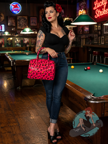 Hot Pink Leopard Print Vintage Handbag