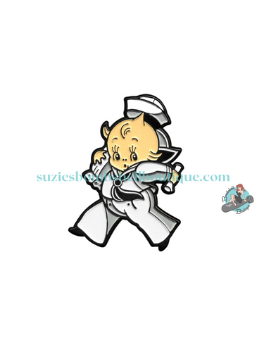 Sourpuss Canada Sourpuss Sailor Baby Enamel Pin metal brooch in style of kewpie doll cute cupie doll cute sailor boy pinup accessories retro vintage lapel badge Canadian Pin-Up Shop Suzie's Bombshell Boutique