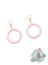 Splendette Baby Pink Heavy Carve Drop Hoop Earrings