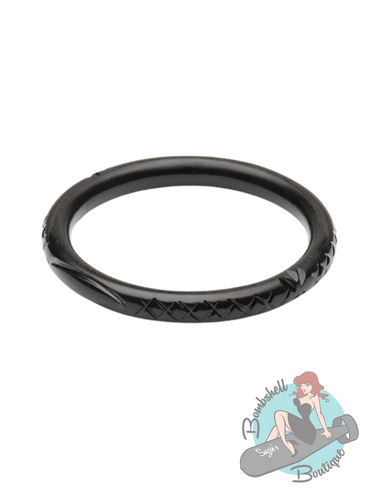 Splendette Black Heavy Carve Narrow Bangle - Various Sizes