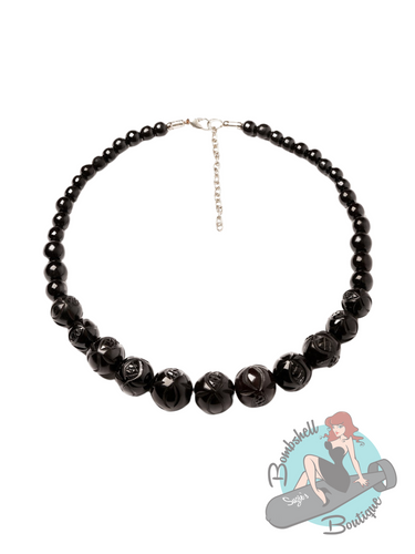 Splendette Black Heavy Carve Necklace