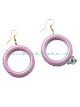 Splendette Canada Splendette Heather Heavy Carve Drop Hoop Earrings pastel lilac purple carved tiki bakelite style tiki earrings retro vintage 40s 50s pinup costume jewellery jewelry Canadian Pin-Up Shop Suzie's Bombshell Boutique