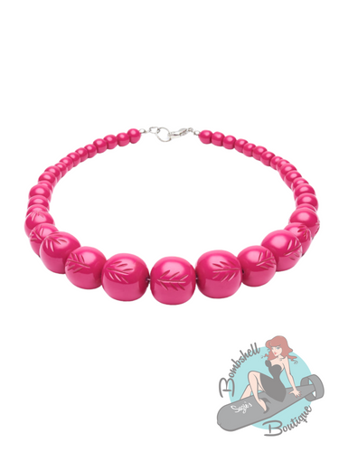 Splendette Iris Pink Heavy Carve Necklace