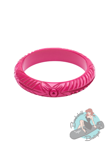 Splendette Iris Pink Heavy Carve Midi Bangle - Various Sizes