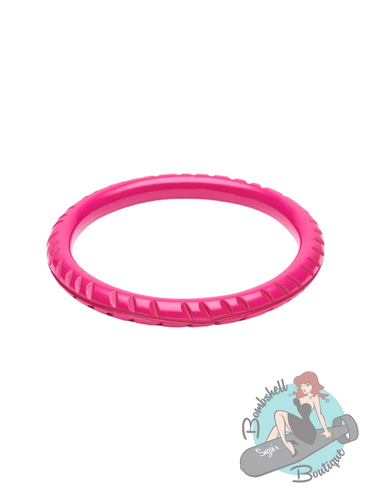 Splendette Iris Pink Heavy Carve Narrow Bangle - Various Sizes