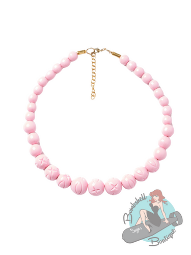 Splendette Baby Pink Heavy Carve Necklace