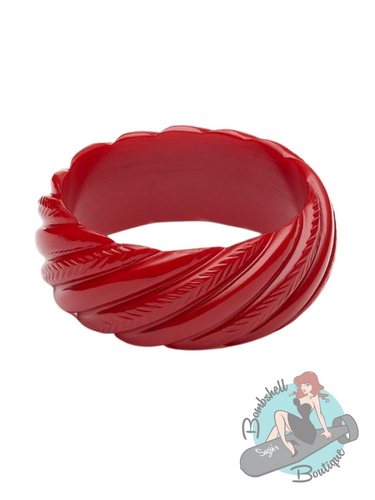 Splendette Red Heavy Carve Wide Bangle - Various Sizes