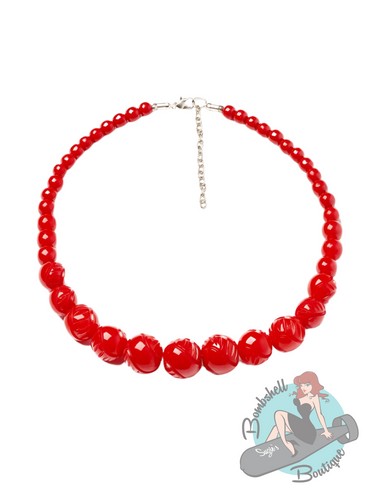 Splendette Red Heavy Carve Necklace