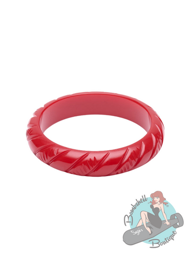 Splendette Red Heavy Carve Midi Bangle - Various Sizes