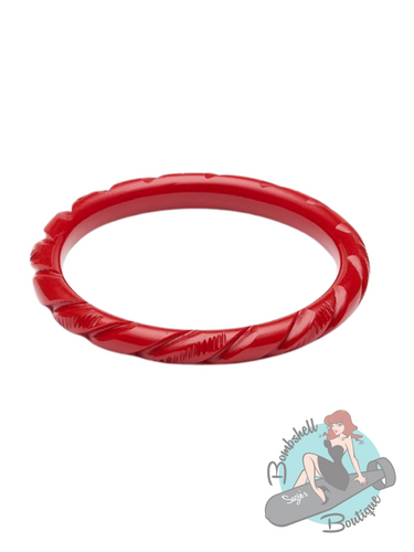 Splendette Red Heavy Carve Narrow Bangle - Various Sizes