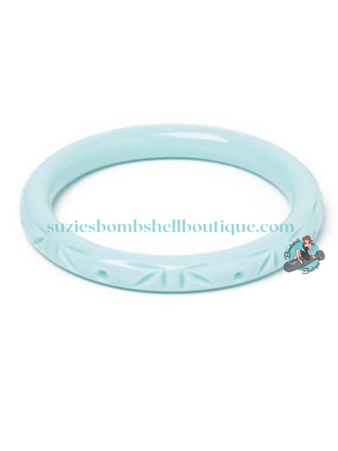 Splendette CanadaSplendette Surf Heavy Carve Narrow Bangle regular size Classic pastel blue baby blue tiki carved retro vintage 40s 50s pinup costume jewellery Canadian Pin-Up Shop Suzie's Bombshell Boutique