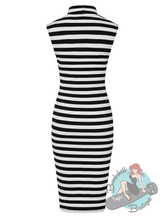 Black & White Striped Barbiecore Pencil Dress