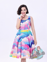 Miss Lulo Rainbow Clouds Swing Dress