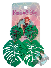 Bombshell Bling Tropical Leaf Earrings - Various Colours