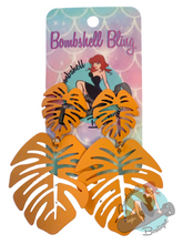 Bombshell Bling Tropical Leaf Earrings - Various Colours