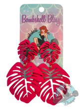Bombshell Bling Tropical Leaf Earrings - Various Colours