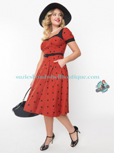 Unique Vintage Polka Dot Swing Dress