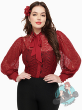 Unique Vintage Gwen Blouse - Burgundy Lace