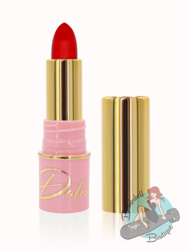 Vintage inspired red lipstick in gold and pink Dafna Beauty case