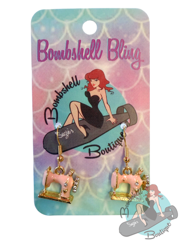 Bombshell Bling Vintage Sewing Machine Earrings - Various Colours