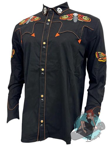 Western Evil Death's Head Moth Men's Western Shirt