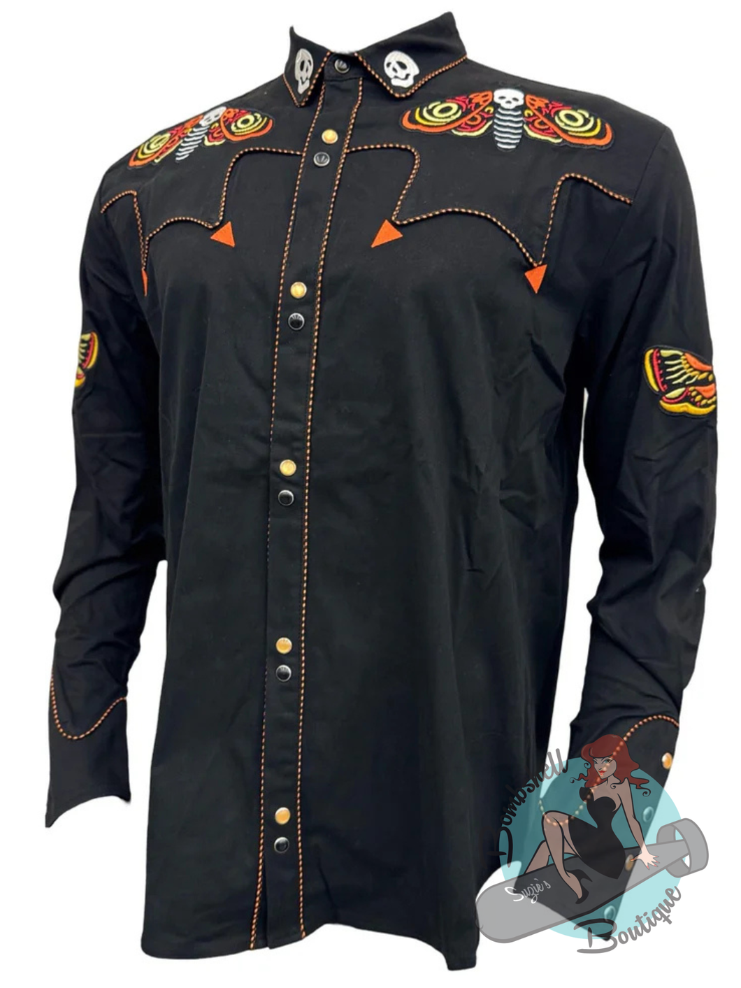 Western Evil Death's Head Moth Men's Western Shirt