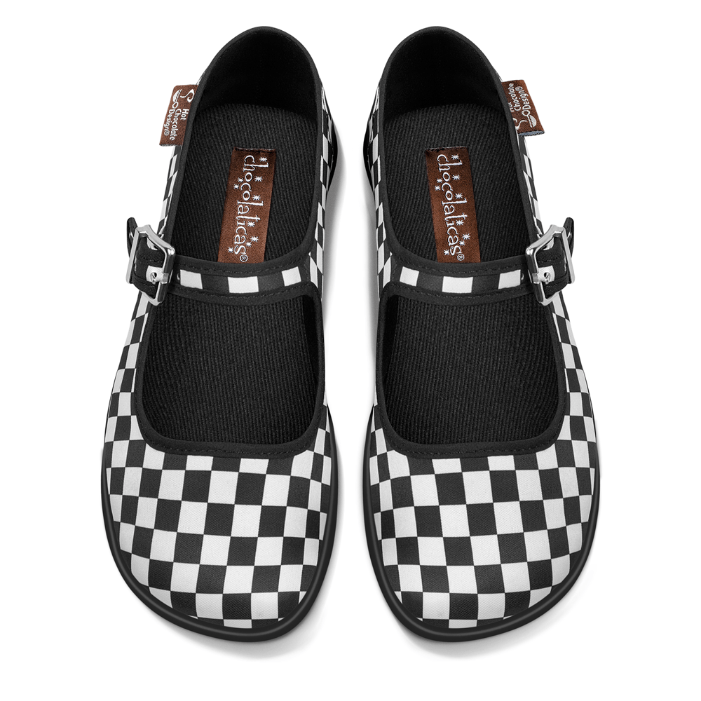 Chocolaticas® CHECKERS BLACK Women's Mary Jane Flat 🎀ONLINE EXCLUSIVE🎀