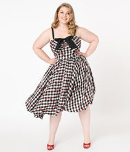 Unique Vintage Golightly Strawberry Gingham Swing Dress