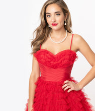 Unique Vintage Cupcake Red Tulle Swing Dress