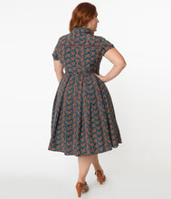 Unique Vintage Springfield Paisley Teal Swing Dress