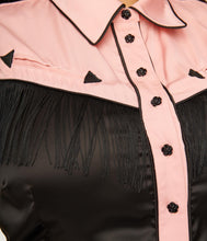 Unique Vintage Western Prairie Girl Blouse - Pink & Black